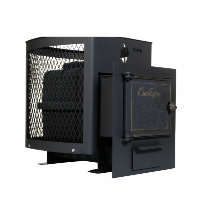 Печь банная чугунная Сибирь-15 Чугунная дверца с ВТК (Сетка)