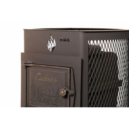 Печь банная чугунная Сибирь-15 Чугунная дверца без ВТК (Сетка)