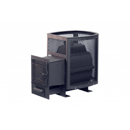 Печь банная чугунная Сибирь-20 Универсальная чугунная дверца (Сетка)