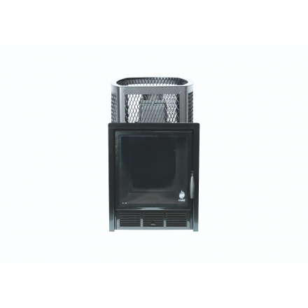 Печь банная чугунная Сибирь-22-ПРО Панорамная дверца (Сетка)