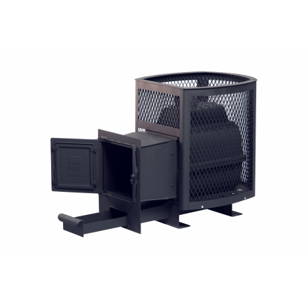 Печь банная чугунная Сибирь-24 Универсальная чугунная дверца (Сетка)