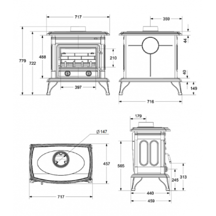 Печь-камин Везувий AST-13К Антрацит