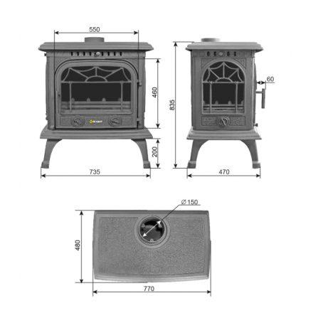 Печь-камин Везувий HR-15Р Антрацит