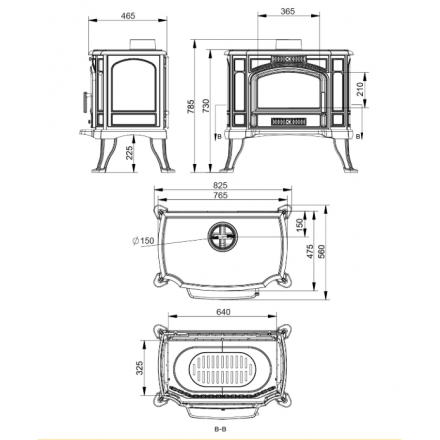 Печь-камин Везувий KZ-14Р Антрацит