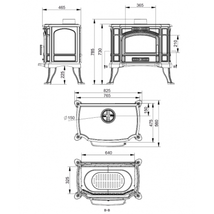 Печь-камин Везувий KZ-14РS Антрацит