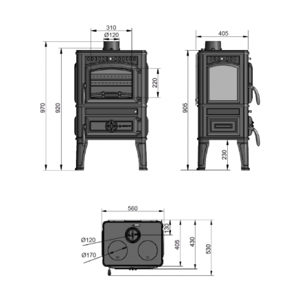 Печь-камин Везувий LV-12РS Антрацит