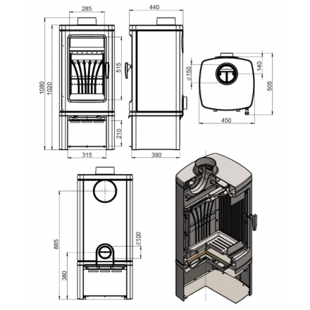 Печь-камин EVEREST Н12М