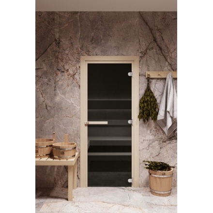 Дверь стеклянная для бани Cooper LITE 1900x700 графит (коробка осина)