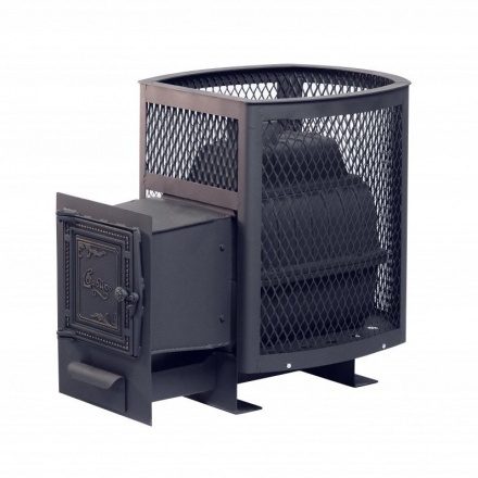 Печь банная чугунная Сибирь-24 Универсальная чугунная дверца (Сетка)