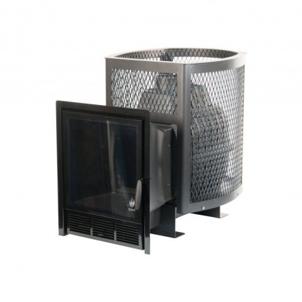 Печь банная чугунная Сибирь-24-ПРО Панорамная дверца (Сетка)