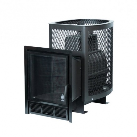 Печь банная чугунная Сибирь-22-ПРО Панорамная дверца (Сетка)