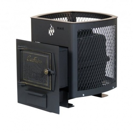 Печь банная чугунная Сибирь-15 Чугунная дверца с ВТК (Сетка)