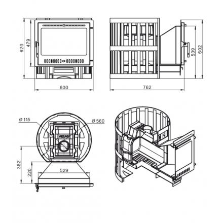 Печь для бани Везувий Легенда Ковка 16 Панорама М