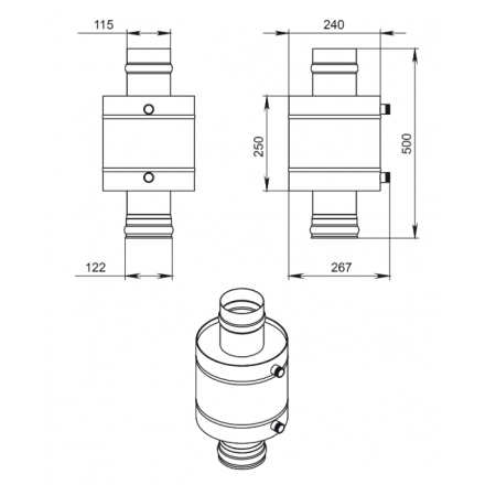 Теплообменник на трубе Везувий 6л Ø115 (AISI 439) МП