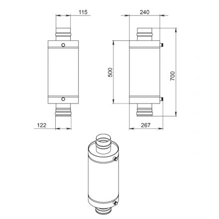 Теплообменник на трубе Везувий 12л Ø115 (AISI 439) МП