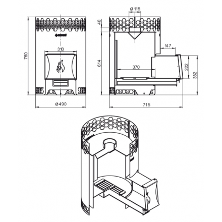 Печь для бани Везувий Черная Пчелка 20