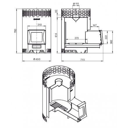 Печь для бани Везувий Черная Пчелка 20 С