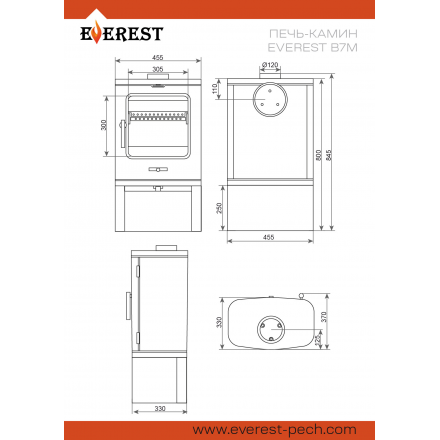 Печь-камин EVEREST B7M