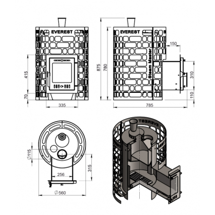 Печь для бани Эверест Steam Master 18 INOX (210М)