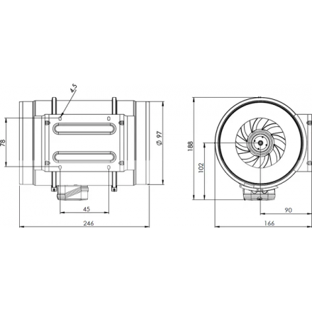 Канальный вентилятор Bahcivan BVN BMFX-ST 100/2V