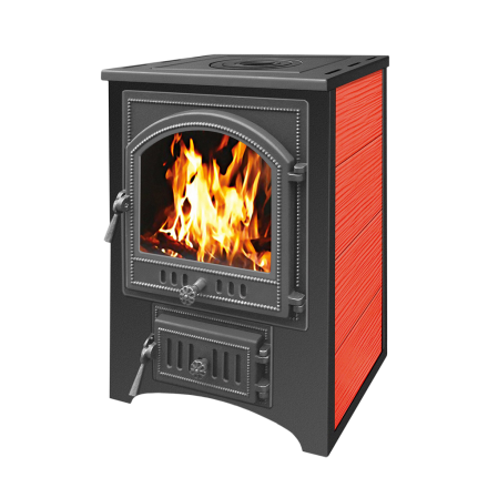 Печь-камин Везувий ПК-01 (205) c плитой красная 12 кВт