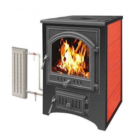 Печь-камин Везувий ПК-01 (205) с плитой и т/о красн.12 кВт