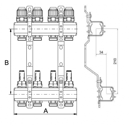 Коллекторная группа ProFactor 1"х3/4М (6) PF MB 800.6