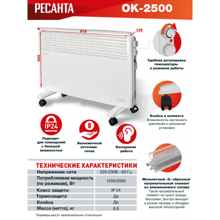 Конвектор электрический Ресанта ОК-2500