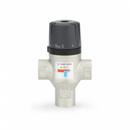 Термосмесительный клапан Varmega VMTV01 ВР 1/2", 30-65°, Kvs 1.6, боковое смешение