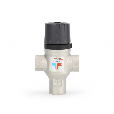 Термосмесительный клапан Varmega ВР 1/2", 30-65°, Kvs 1.7, смешение вниз