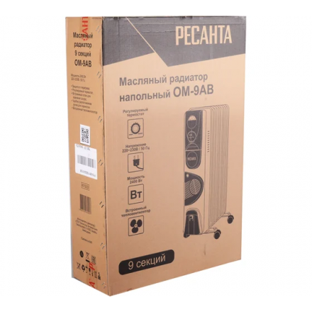Масляный радиатор Ресанта ОМ-9АВ с вентилятором