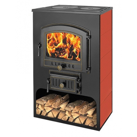 Печь-камин Везувий ПК-03 (224) с плитой красный 12 кВт