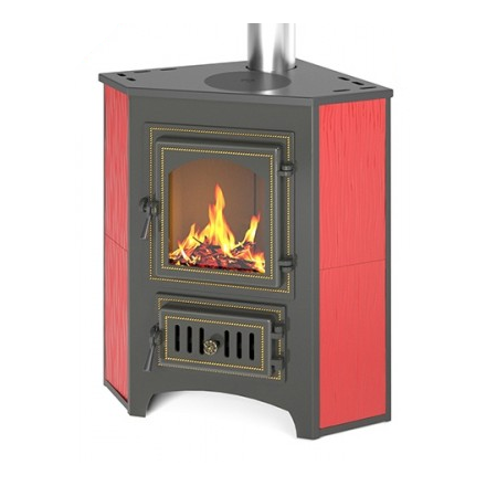 Печь-камин Везувий ПК-01 (220) с конфоркой угловой красный 9 кВт