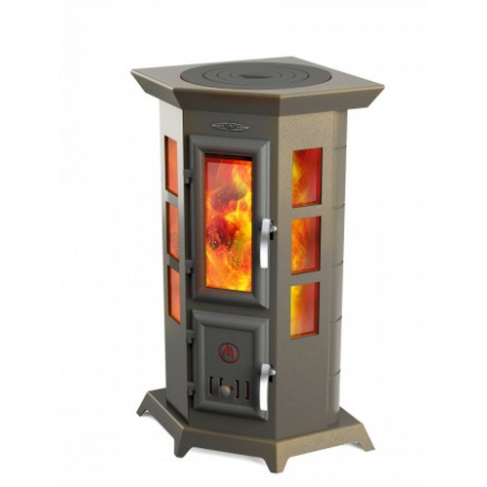 Отопительная печь Термофор Статика Квинта, чёрная бронза