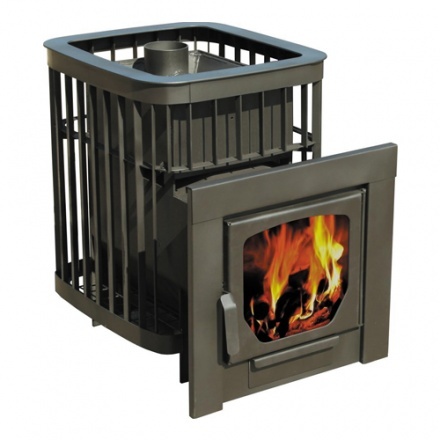 Печь для бани Варвара "Каменка" панорамная дверь