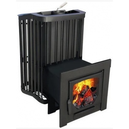 Печь для бани Варвара Терма Каменка с контуром панорамная дверь удлиненная топка