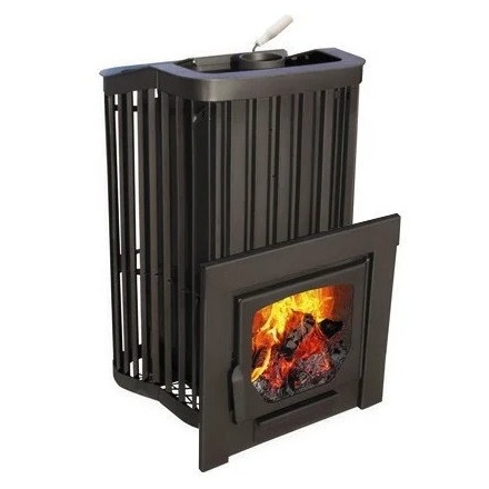 Печь для бани Варвара Терма Каменка с контуром панорамная дверь укороченная топка