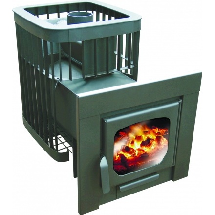 Печь для бани Варвара "Каменка Мини" панор. дверь удл. топка