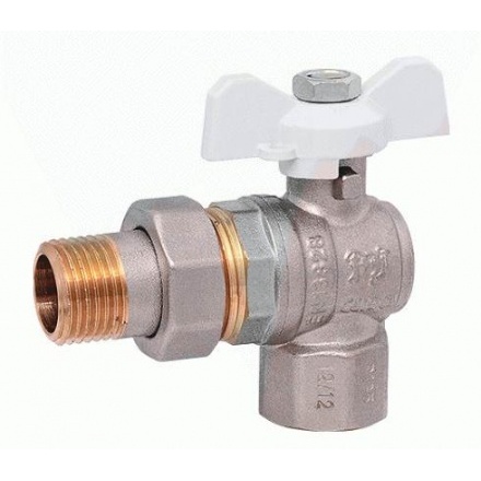 Кран шаровой угловой STANDARD 1" американка, ручка - бабочка