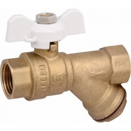 Кран шаровой с фильтром 1/2", ручка-бабочка