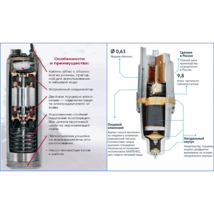 Насос погружной вибрационный UNIPUMP Бавленец кабель 40 м