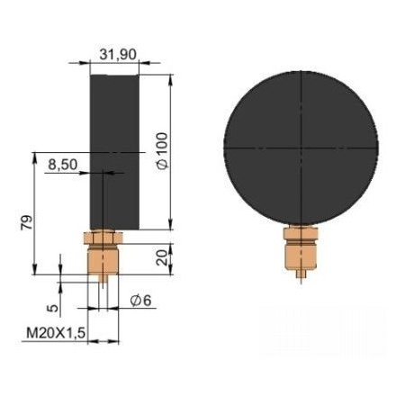 Манометр МП100М5-1, 6 МПа