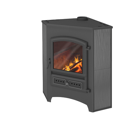 Камин ЭТНА (БКД) угловой "Антрацит" Ø 115 мм