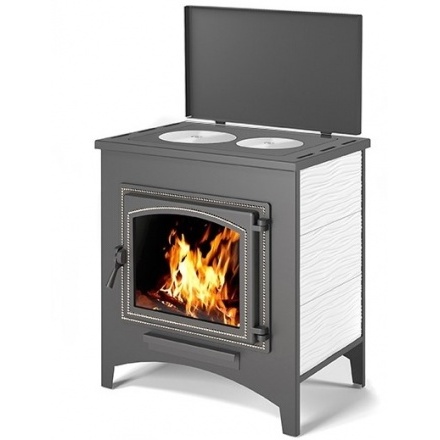 Печь-камин Везувий ПК-04 (240) с плитой беж 12 кВт