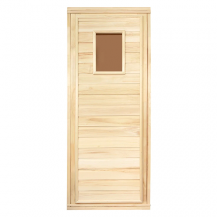 Дверь в баню деревянная со стеклом 1700x700 липа класс Б