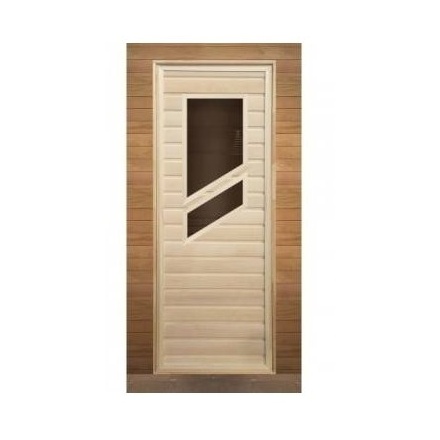 Дверь в баню липа с 2-мя косыми стеклами 1900x700