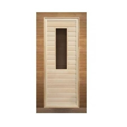 Дверь в баню липа прямоугольное стекло 1900x700