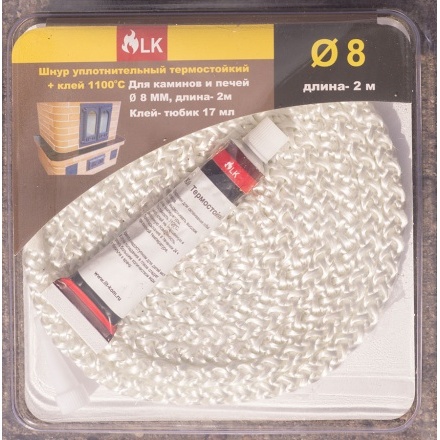 Шнур термостойкий (2 м/п) 8 мм+клей 17 мл