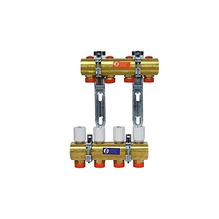 Коллектор сборный Giacomini 1x3/4"E /6 с отсечными клапанами и ручными вентилями