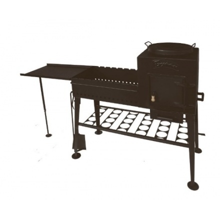 Мангал Buran-2 (мангал + печь) с крышкой и полкой